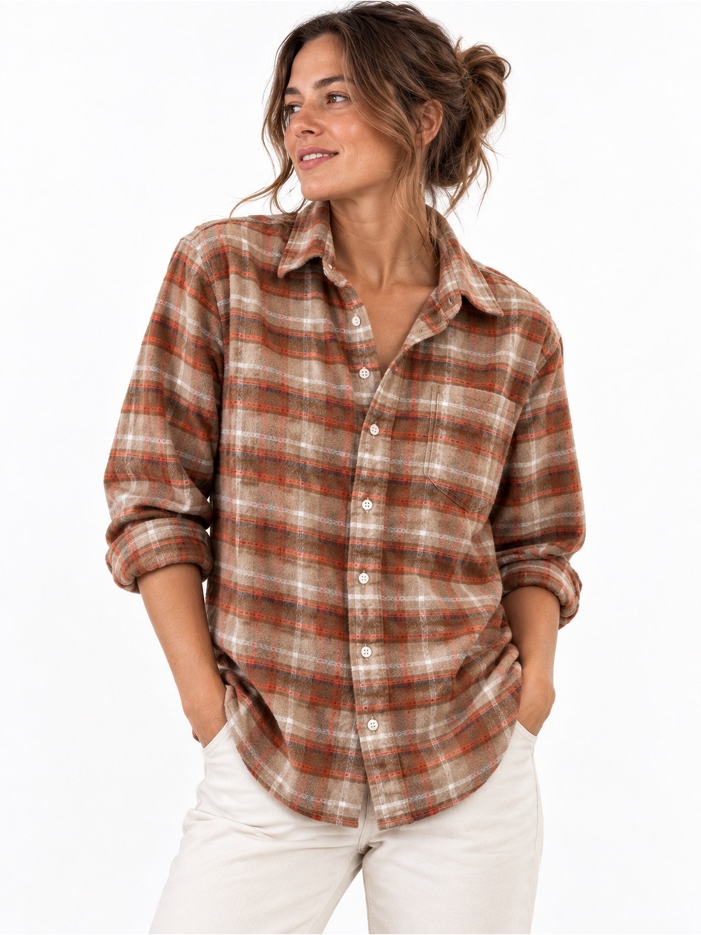 Frank & Eileen Cozy Flannel Orange Brown Autumn Medium Quiet Luxury